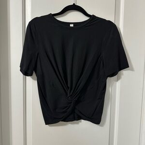 Lululemon Athletica Black Tie Front Short Sleeve Tee